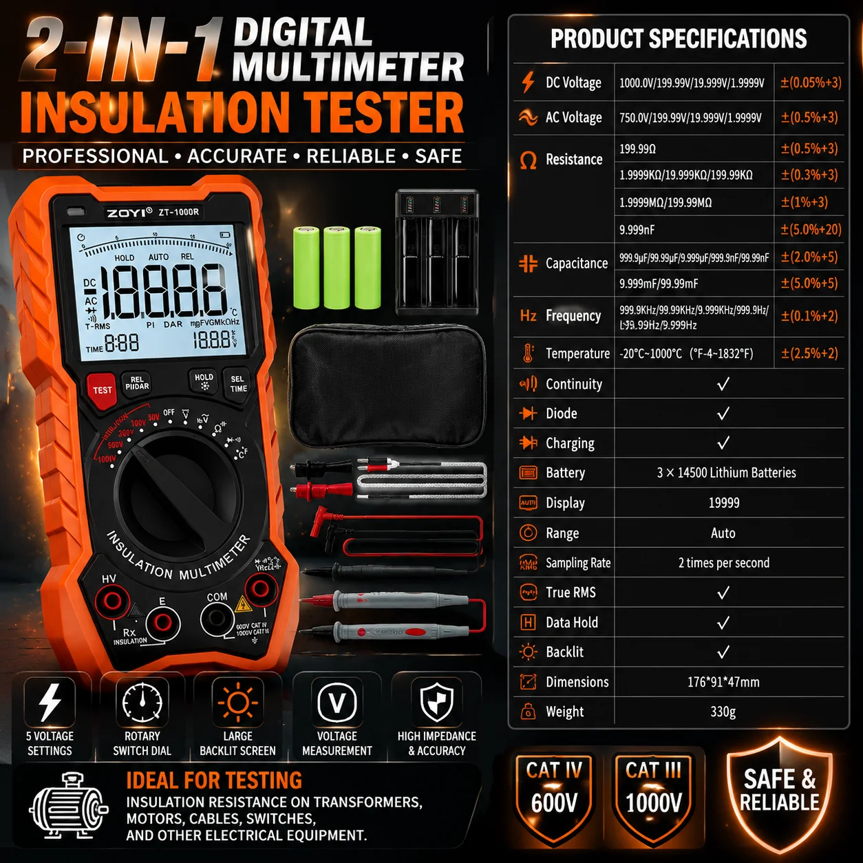 zoyi-high-precision-megohmmeter-multimeter-2-in-1-1000r-insulation-tester-electrician-1000v-for-new-energy-electrical