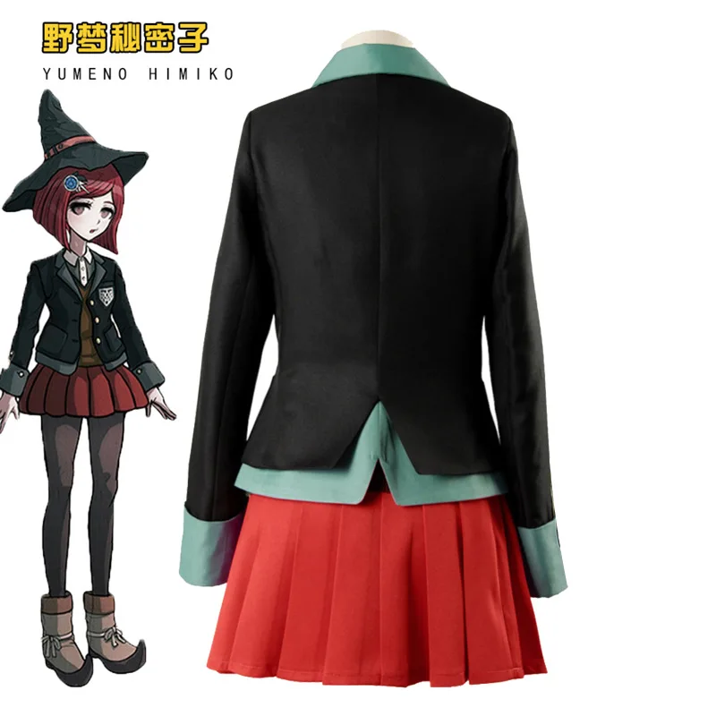 Anime Danganronpa Magician Yumeno Himiko Girl School Uniform Halloween Carnival Student JK Uniform Cosplay Costume Red Wig - view 4