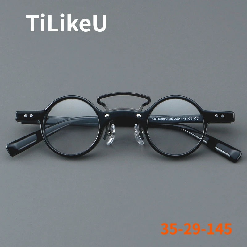 

Japanese Small round Acetate Handmade Eyeglasses Frames Designer Vintage Big Face wear Optical Glasses Frame Men and Women 2024