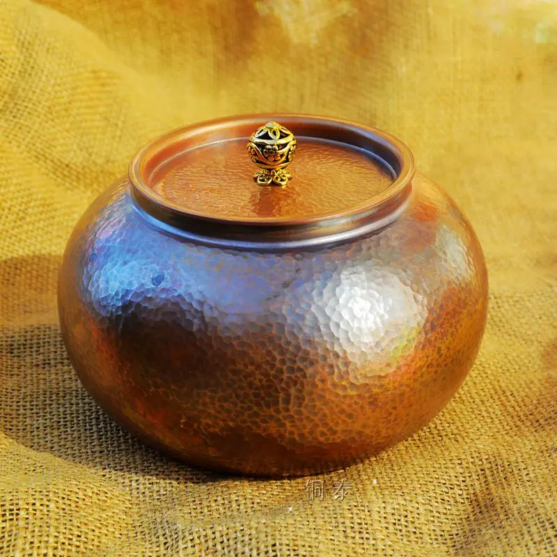 

Copper Pot Customized Handcrafted Tea Storage Thick Handmade Naturally Oxidized With Lid