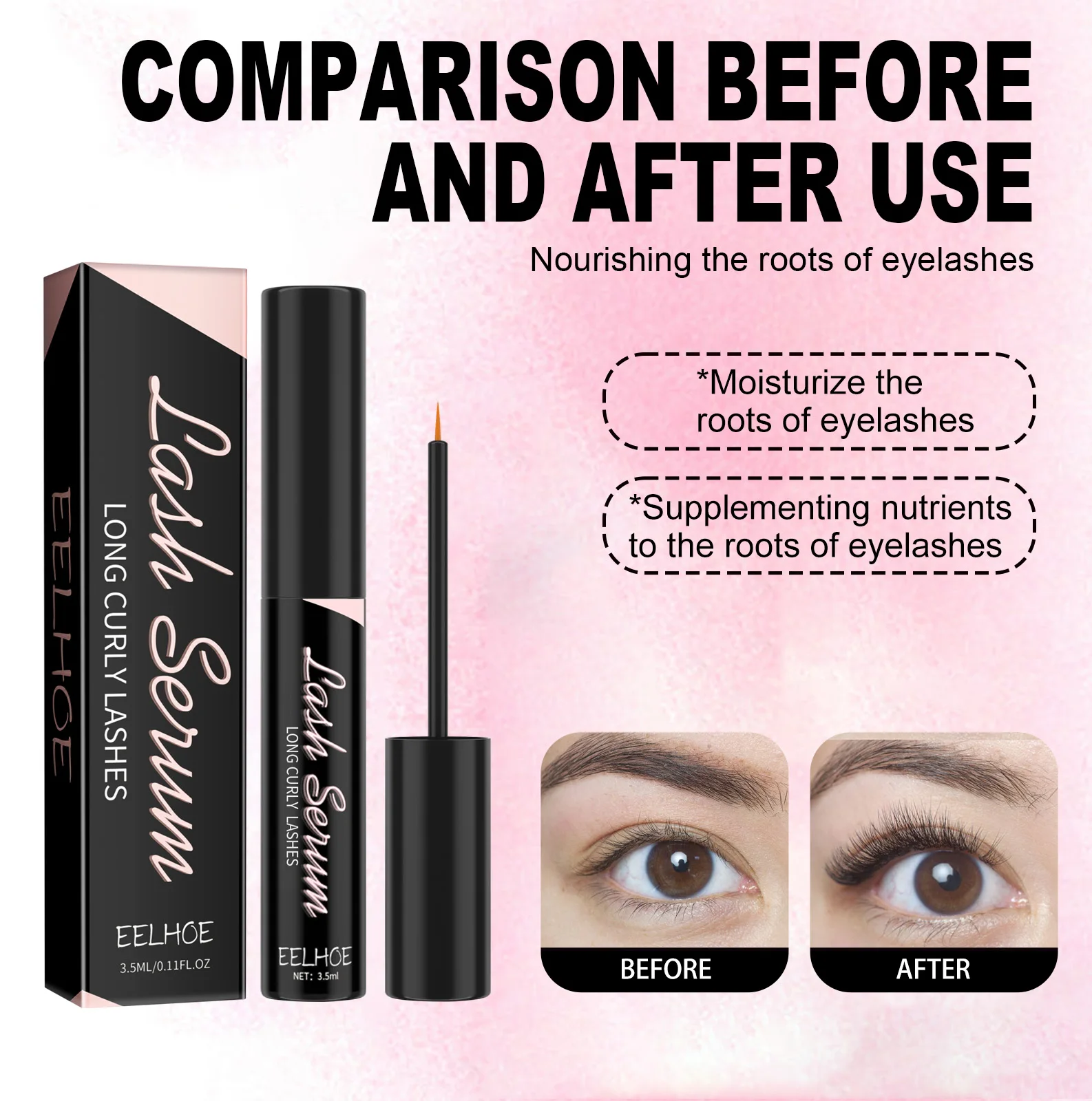 EELHOE 3.5ml Siero Ciglia Lunghe Enhancer Nutriente Allungamento Lash Lifting Crescita Più Lunga Più Spessa Ciglia Trucco Fine