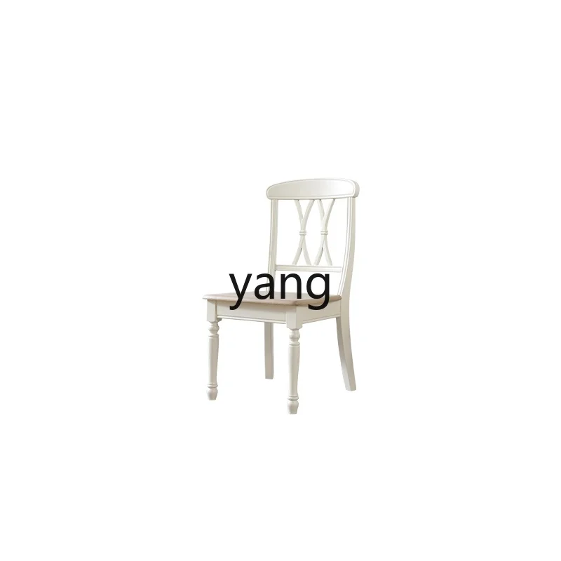 Yjq Full Log Dining Chair White Solid Wood Retro Domestic Dining Room Chair