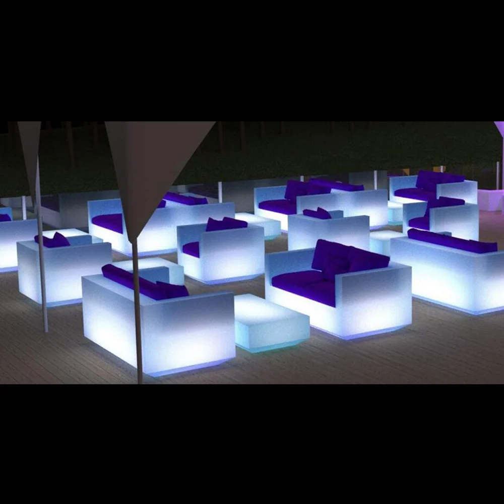 Bar nightclub illuminated led lighted sofa hotel restaurant remote color changing sofa set furniture