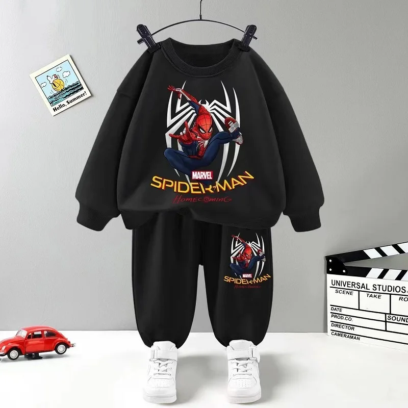 Autumn Baby Girl Clothes Set Children Sports Spider-Man Printing Sweatshirt Top and Pants Bottom Two Piece Suit Tracksuit