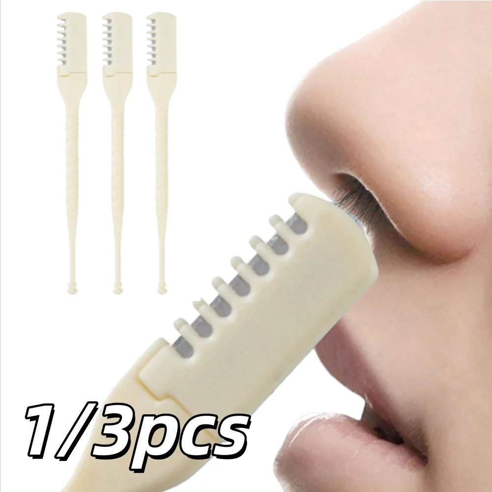

1/3 шт. 360 ° Вращающийся триммер для волос в носу, ручная щетка для чистки ноздрей, безопасные пластиковые двуглавые ножницы для бровей 2-в-1, инструмент ​ с