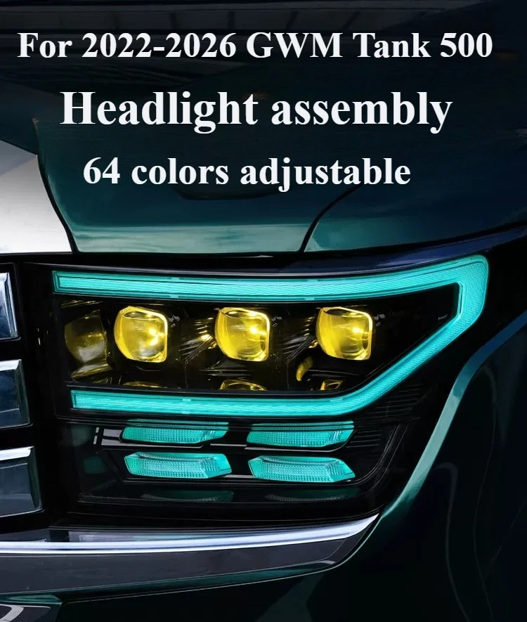 For 2022-2026 GWM Tank 500 Headlight assembly-LED laser headlights RGB daytime running lights modified lens exterior accessories