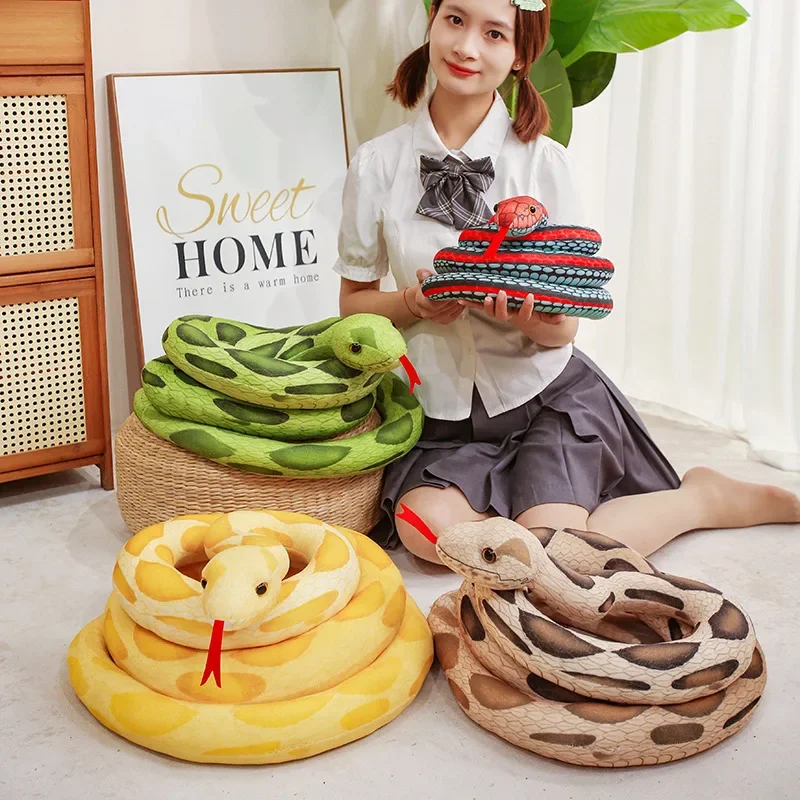 100~300cm Boa Snake Doll Wild Animal Scary Like Real Plush Toy Tongue Out Green Yellow Red Brown Stuffed Plushie Birthday Gift
