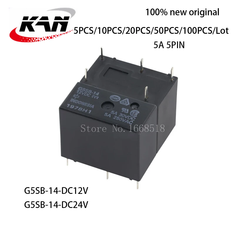 

Free Shipping G5SB-14-12VDC G5SB-14-24VDC 5PIN New original power relay G5SB-14-DC12V DC24V