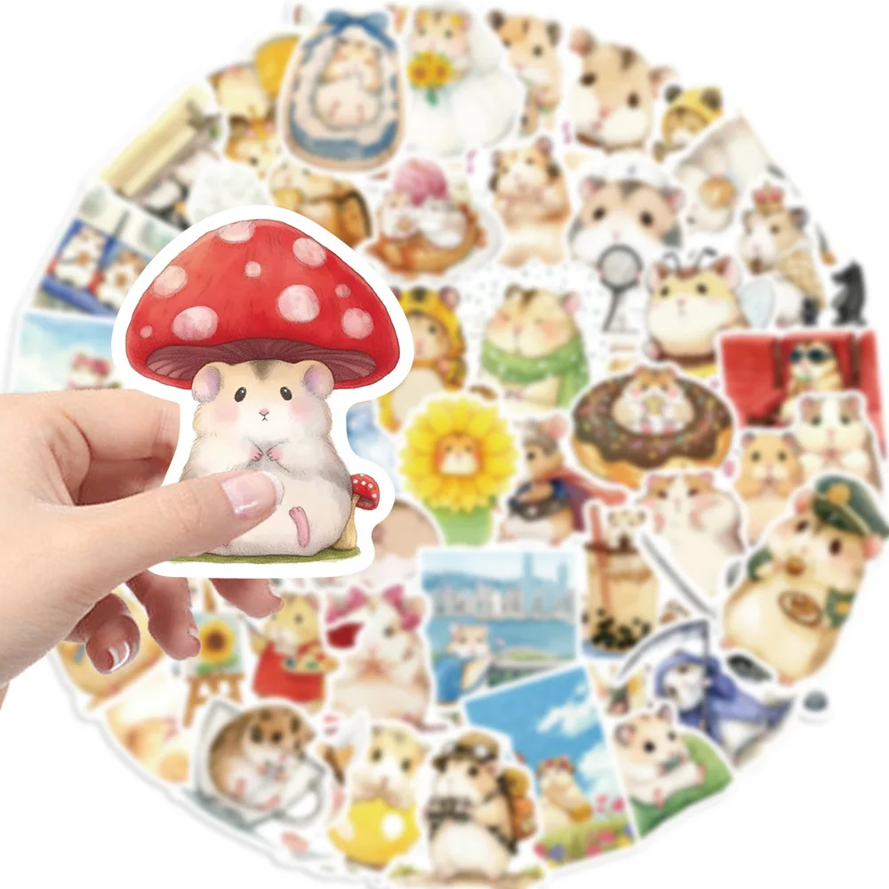 50pcs Cute Little Hamster Cartoon Graffiti Stickers DIY Phone Laptop Notebook Suitcase Waterproof Sticker Kids Toy Gifts