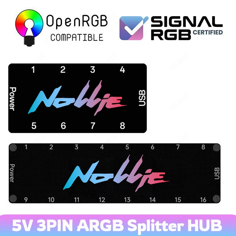 Picture: 5V 3PIN ARGB Controller 8 Way 16 Way Addressable ARGB Splitter Support SignalRGB OpenRGB SATA Power for Motherboard Interface