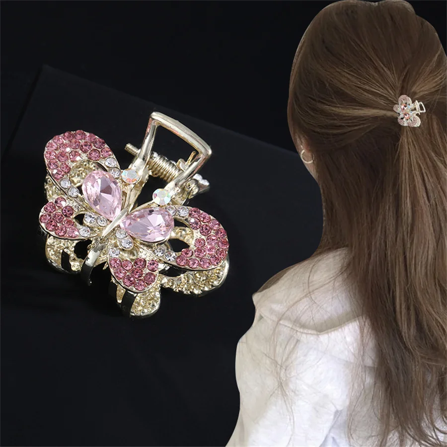 New Korean fashion Crystal Metal Crab Claw Clip For Women Girls Charm Full Rhinestone Wedding Hair Accessories Jewelry Gift