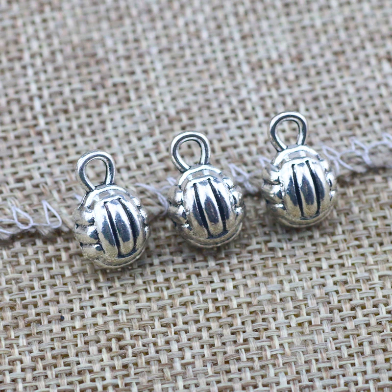 10 Pieces 10x15mm Antique Silver Color 3D Volleyball Charms Metal Sports Charm Earrings for DIY  Jewelry Making