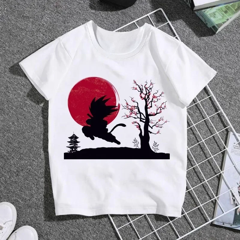 Dragon Ball Animation Co-branded White T-Shirt Summer New Men's and Women's Harajuku Loose Casual Plus Size Parent-Child Top