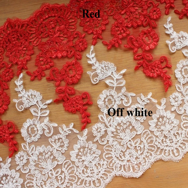 قماش حبال أبيض عاجي لديكور الزفاف، زهرة فينيس، مزين بالدانتيل الشبكي البندقية، حرفة الخياطة، 2 ياردات