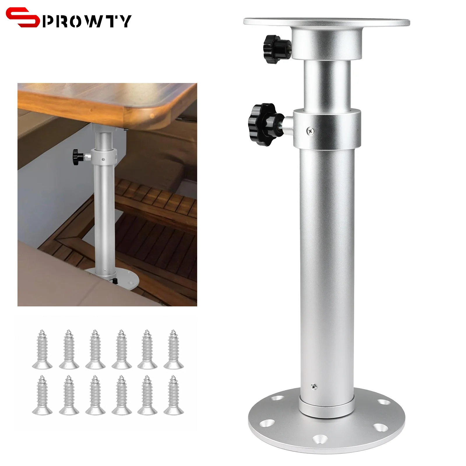 

Adjustable Table Pedestal Detachable Table Base Stand Leg Base Mount Frame 17.8‑27.2 inch Aluminum Alloy Table Base Kit for RV