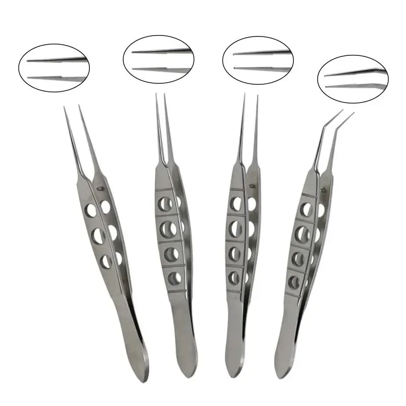 GREATLH Stainless Steel Platform Tweezers Straight/Angle Platform Forceps Ophthalmic Forceps Ophthalmic Tools