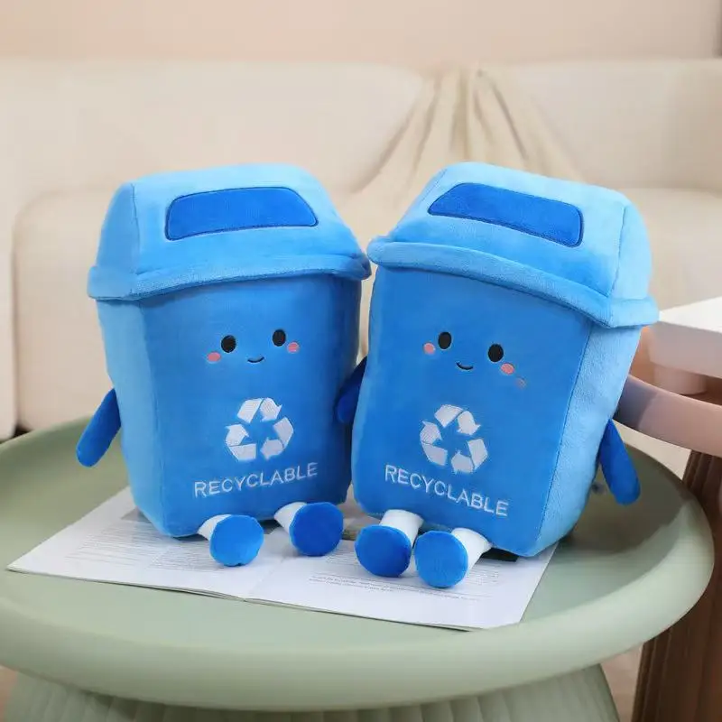 30cm Recyclable Garbage Can Plush Toy Pillow Cartoon Anime Handmade Doll Cute Cushion Home Decor Ideal Children's Birthday Gift