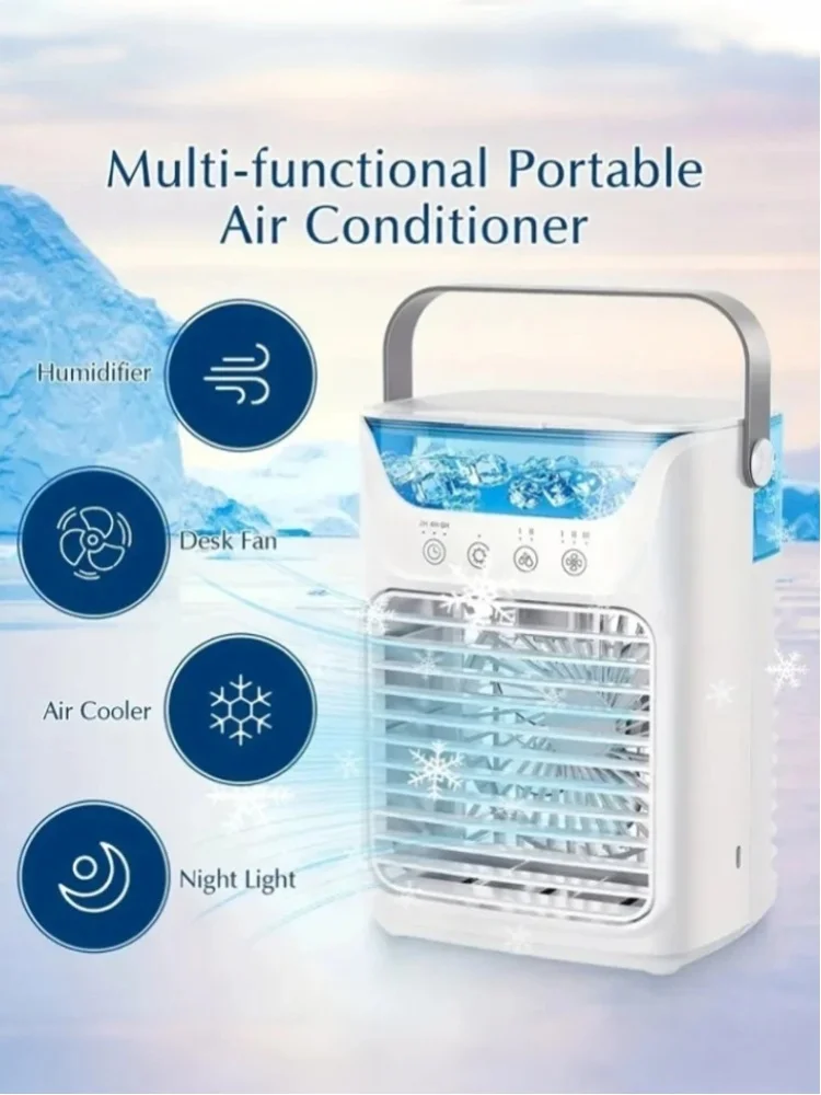 USB Tragbarer Mini-Klimaanlagen-Ventilator mit 3 Windgeschwindigkeiten, 650ml Wassertank, Sprühbefeuchter, leiser Desktop-Verdunstungsluftkühler, persönlicher tragbarer Ventilator, wiederaufladbarer