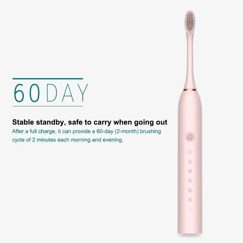 HOT Electric Ultrasonic Toothbrush Six Speed Mode Home Soft Hair USB Charging Waterproof Adult Tooth Cleaner