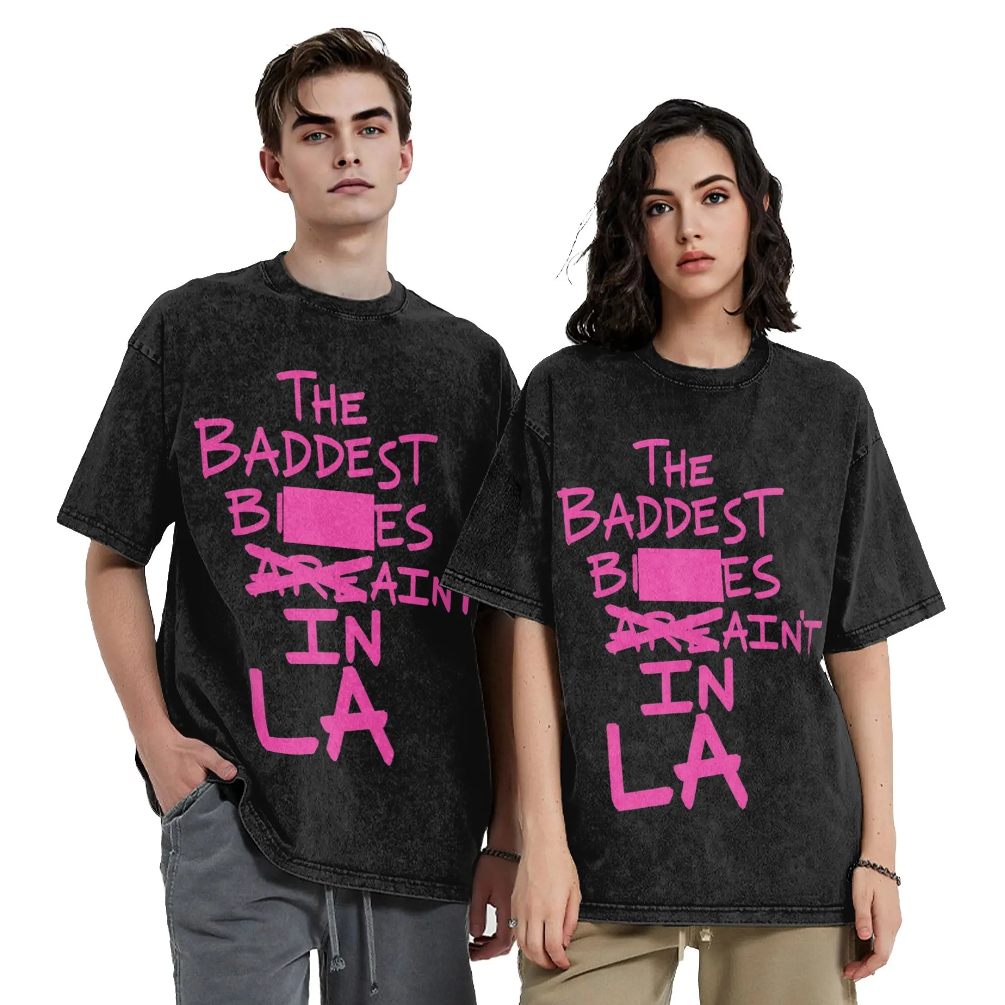 THE BADDEST A-Adela Singer T Shirt Hip Hop Washed Cotton Oversize T-Shirt  Vintage Men Women Tops Streetwear Printed Tee Shirt