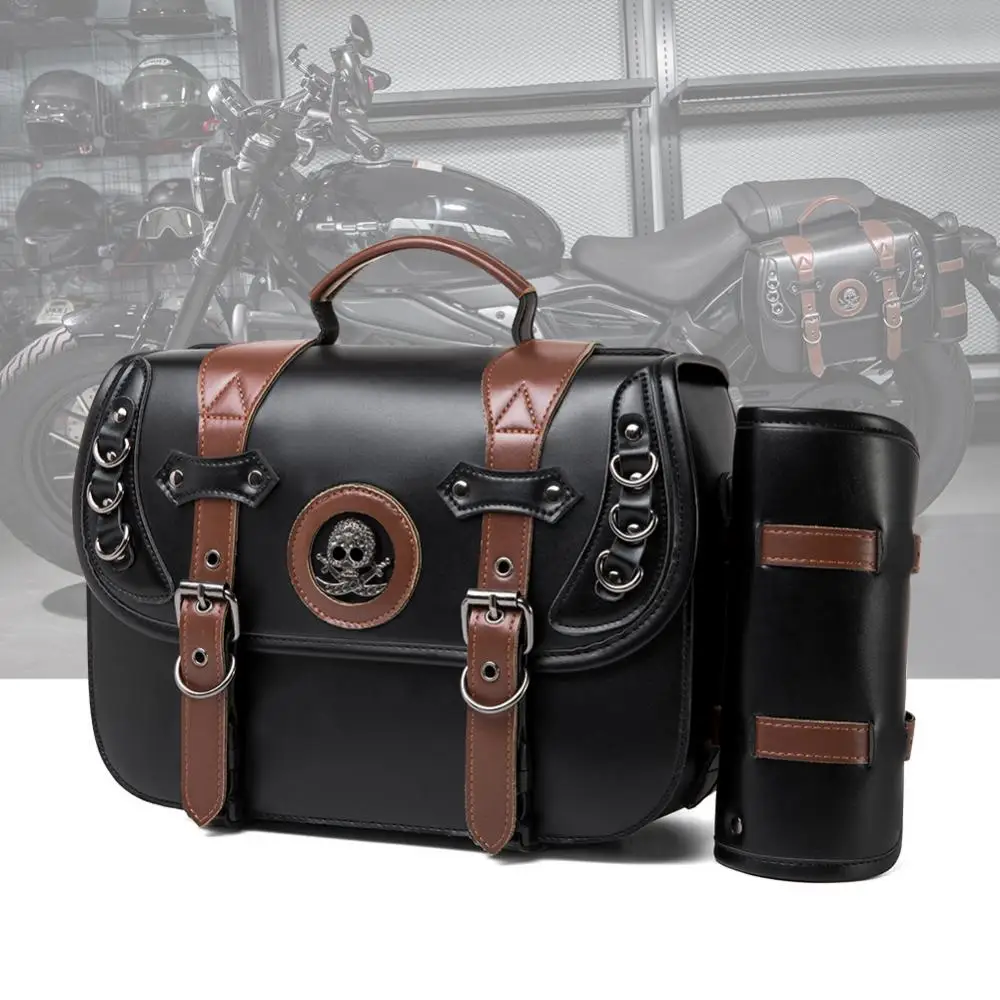 Steampunk Cosplay Accessories Medieval Locomotive Bag Retro Motorcycle Side Bag Black Skull Knight Side Box Punk Style