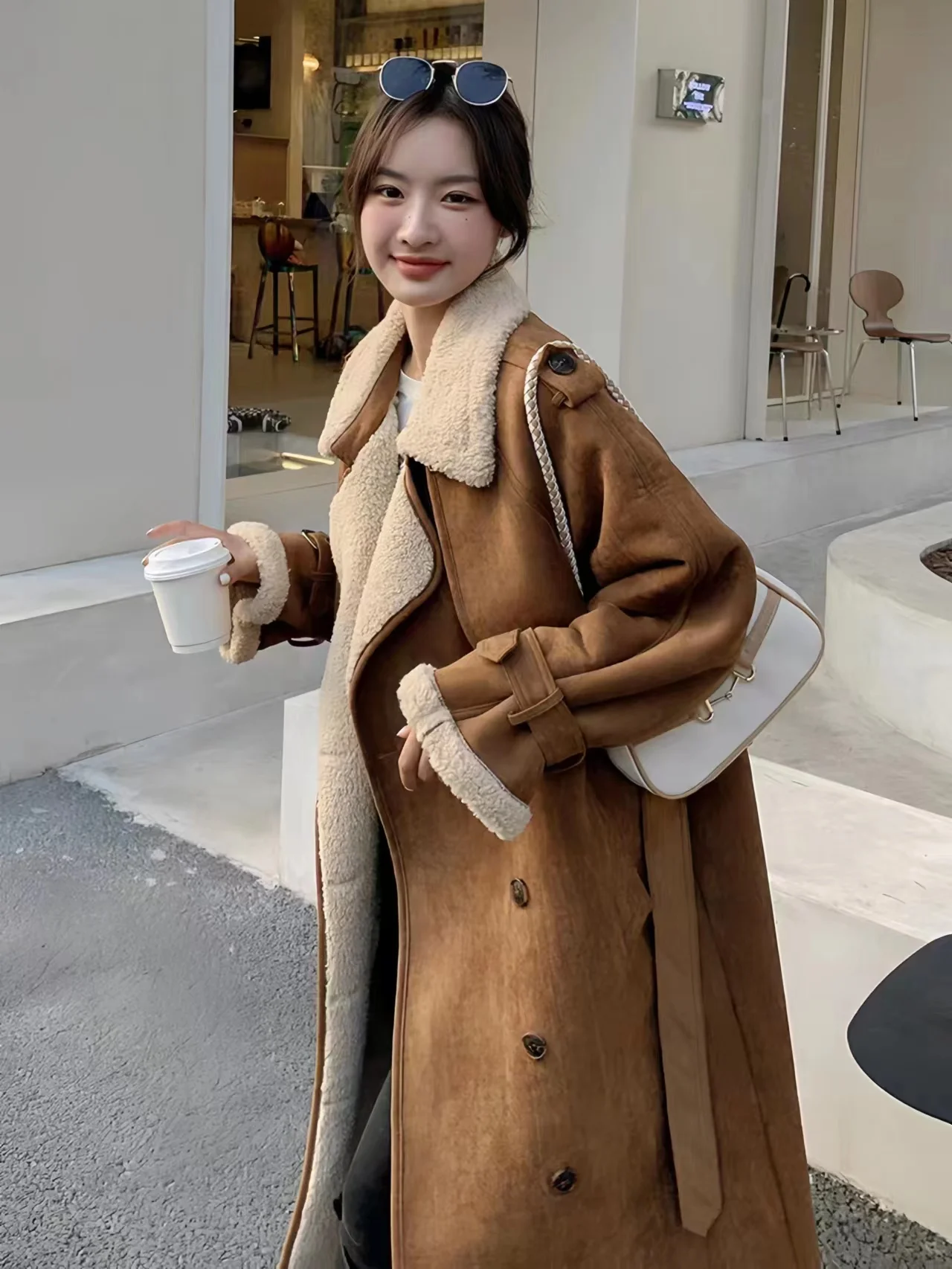 Women's Winter Suede Long Coats, Faux Lamb Fur Jacket, Female Loose Thicken Warm Clothes, High Quality, Promotion, New, 2022