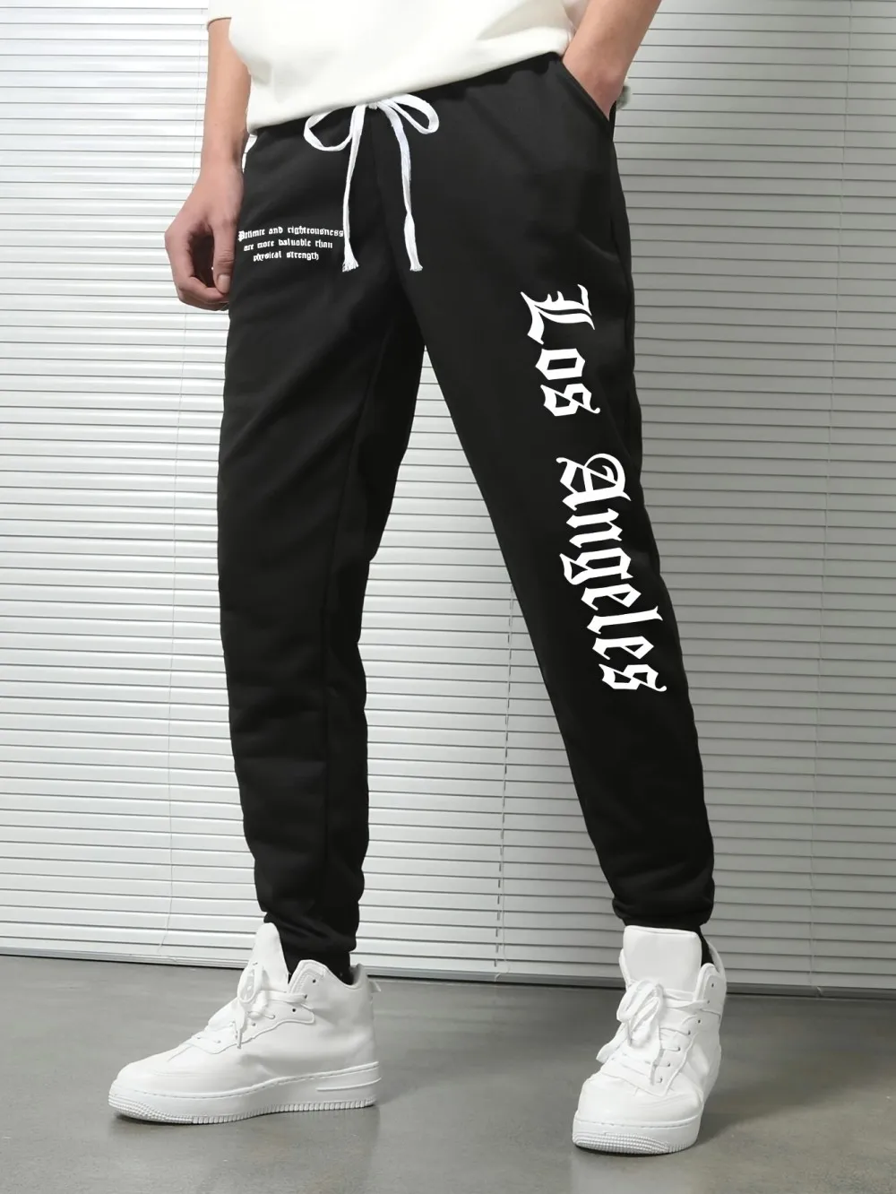 

European and American men's autumn fashion Gothic letter printed soft and comfortable drawstring pants, outdoor street style pan