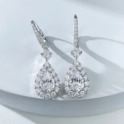 European and American New 925 Silver 6 * 9 Droplet Earrings Fashionable and Elegant Earrings with Evening Dress