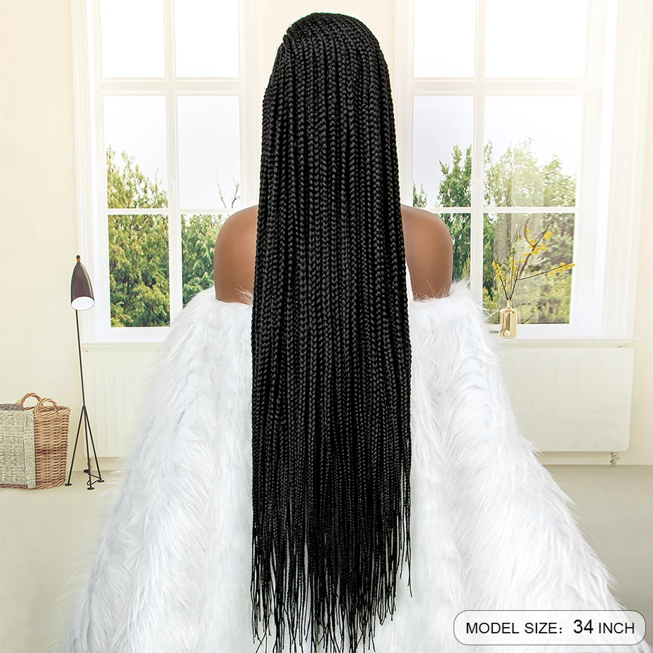 Perruques tressées Full Lace synthétiques pour femmes noires, 34 ans, perruques afro-américaines avec cheveux de bébé, nouvelle arrivée