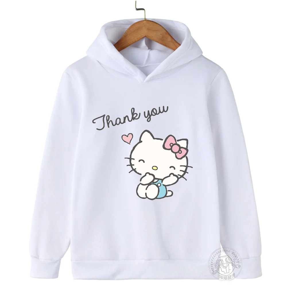 Kids Hoodie cartoon cute printed graffiti HelloKitty kids top for boys and girls Spring and autumn comfortable everyday casual