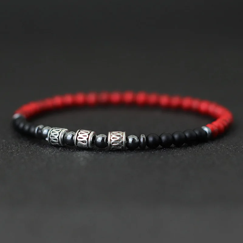 Unique 4mm Stone Bracelet Men Women Natural Lava Lapis Lazuli Obsidian Beads Elastic Braclet Sanskrit Brazalete Gift For Lovers