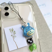 Kawaii Blue Animal Phone Charm Chain Black Soot Sprite Keychain for Backpack Pendant Anime Phone Charm