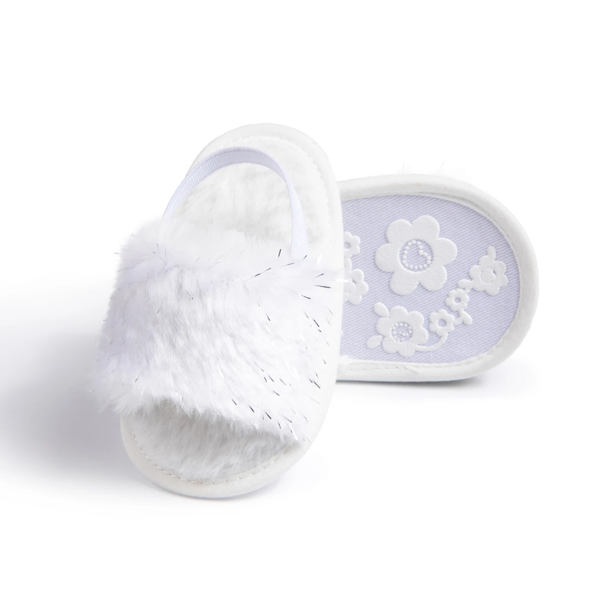 Meckior Baby Boys Girls Sandals Fluffy Baby Shoes Newborn Cotton Soft Sole Anti-Slip Toddler First Walkers Baby Slippers Indoor