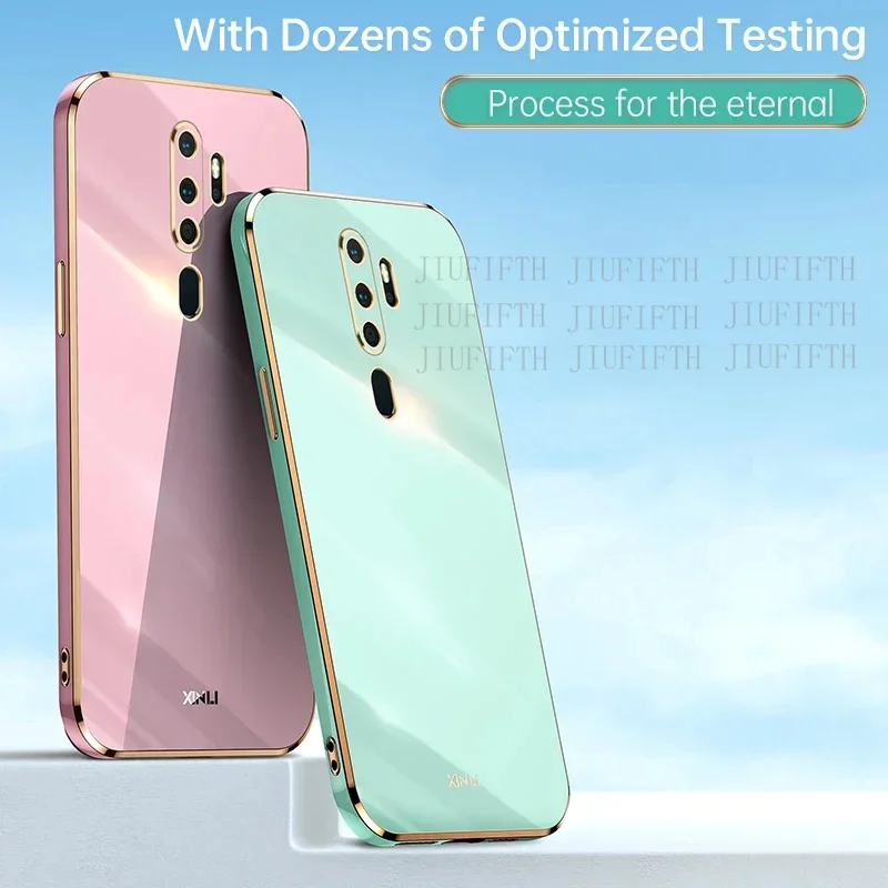 Luxury Square Plating Phone Case For Oppo A9 A5 2020 Orrs Appo Oppa A11x shockproof soft TPU Silicone Back Cover Fundas Coque image 5