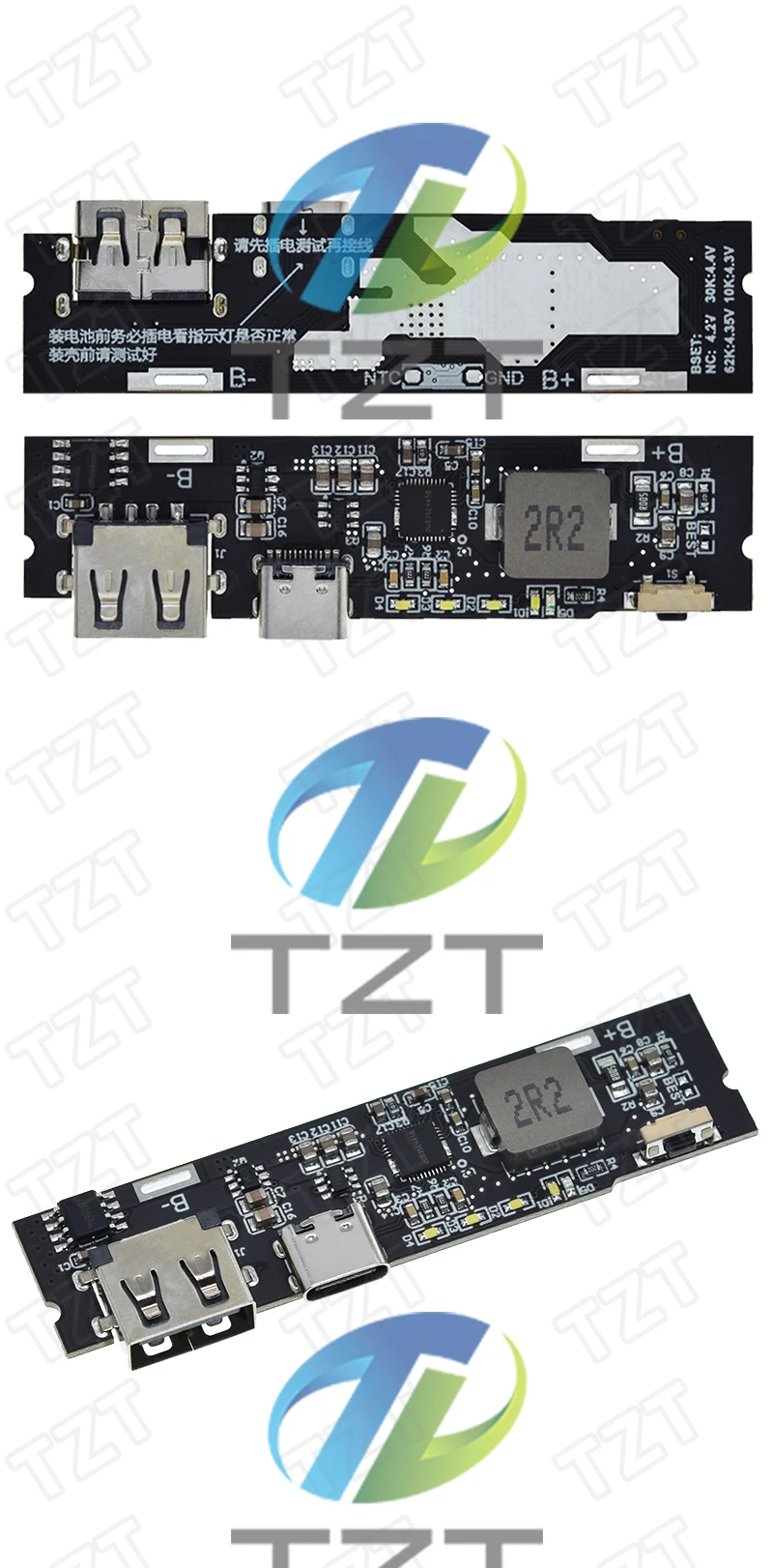 TZT 1/3PCS QC3.0 QC2.0 Dual USB 18W Typ-C USB SW6106PD Schnellladung mobile Power Bank 18650 Lademodul mit Anzeige – Detail 4