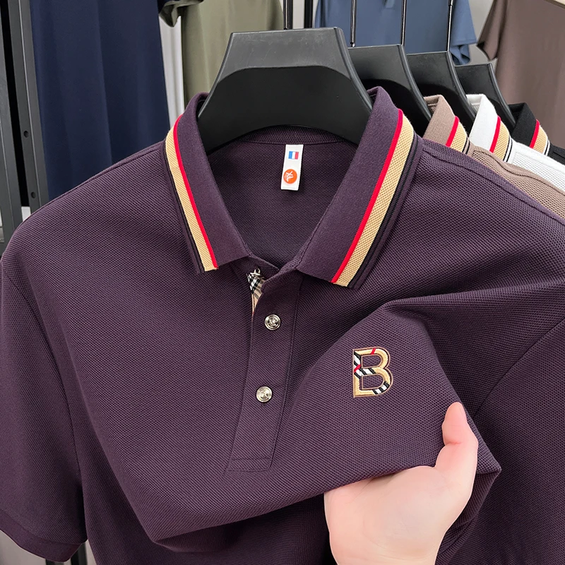 Sommerliches, hochwertiges POLO-Shirt aus dichtem Stoff, bequem, modisch, für Herren, mit neuem, exquisitem Buchstaben-Design, ikonisch, kurzärmelig