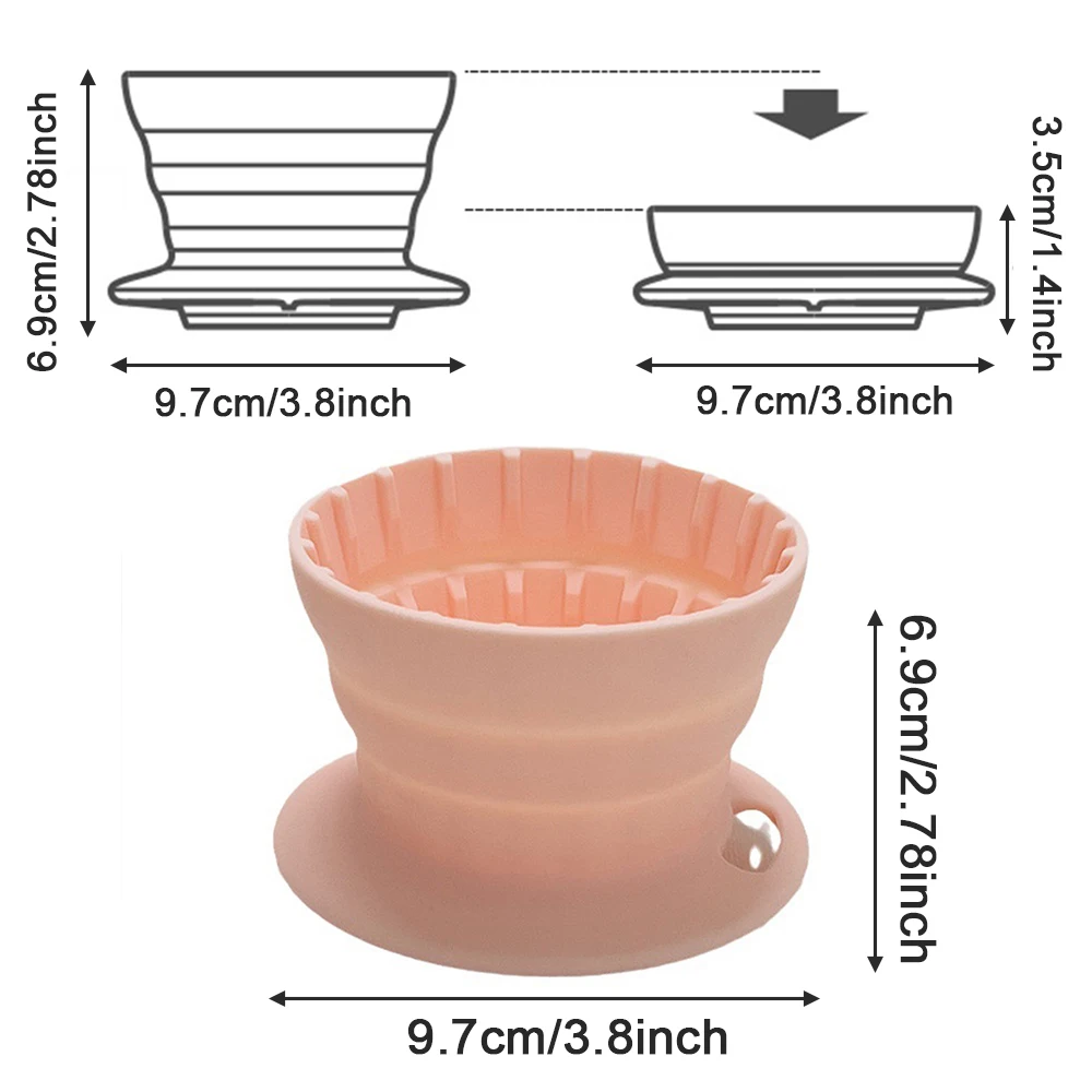 Zusammenklappbarer, wiederverwendbarer Silikon-Kaffeetropfer – Filterkegel, Kaffee-Tropffilterbecher im Freien, 1–2 Personen, Kaffeetropfer-Filterbecher