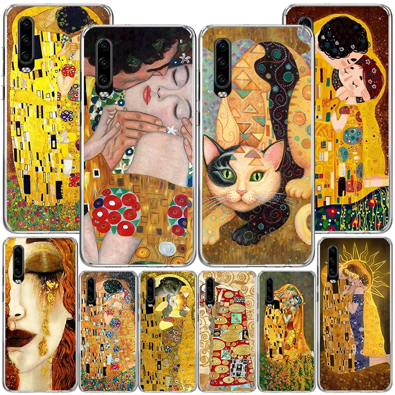 Kiss by Gustav Klimt Desig Phnoe Case for Huawei P30 P40 P20 P10 Lite P50 Mate 20 10 Pro P Smart Z 2019 2021 Unique Cover Coque