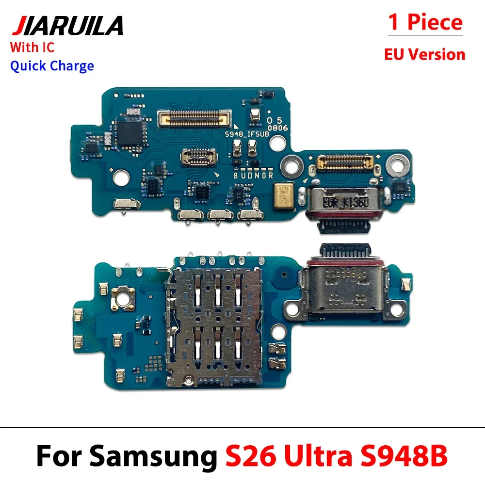 10Pcs,  For Samsung S26 Ultra S948B S26 Plus S947B S26 S942B USB Charger Port Dock Connector Charging Board Flex Cable With Mic