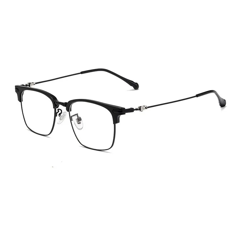 Vintage Quadrat Titan Legierung Brille Halb-Rahmen Marke Design Anti Blau Licht Lesebrille Für Männer Frauen Reader + 1,75 2,5 3,0