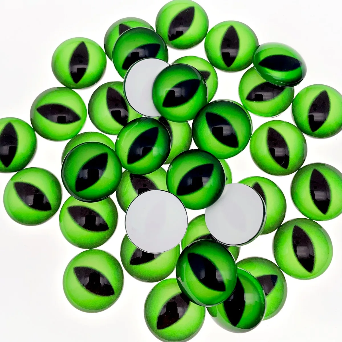 Onebeading From 6mm to 25mm Random Mixed Toys Dolls Eyes Round Glass Cabochons Flatback Photo DIY Accessories Base Tray Paired