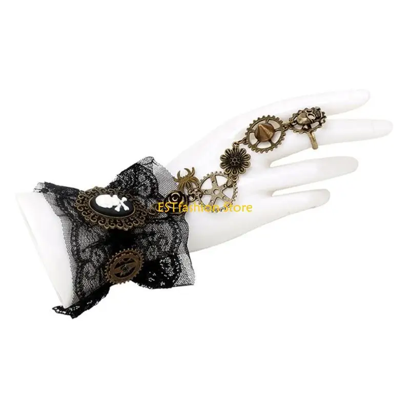 y5gc steampunk lace lace lace with gear gethic pirate pirate wristband party party gloves lady #4