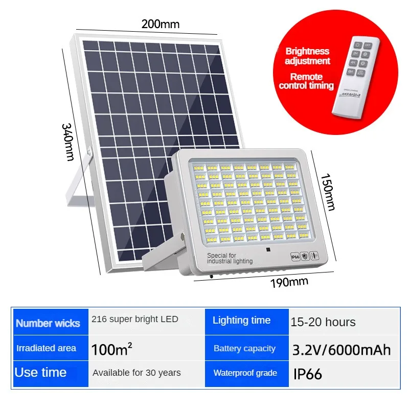 Imagem -02 - Holofote à Luz Solar à Prova Dágua 65 Luzes Solares de Led Super Brilho 1500 lm 12w sem Fio Ambientes Externos Jardim com Controle Remoto