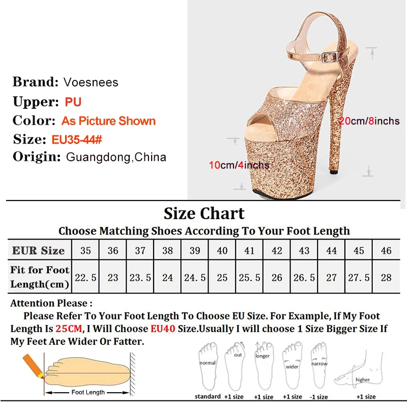 20Cm 8Inch Glitter Crossdressing Sandals Women Open Toe Platform  Pole Dance Shoes Sexy Fetish Party Models Shoes Lady Stiletto