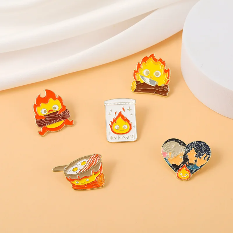 

Cartoon Flames Enamel Pins Metal Brooches Fashionable women's brooch jewelry gifts A gift for a friend
