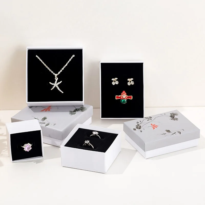 12pcs Heaven and Earth Cover Jewelry Paper Box Chinese Classic Vintage Valentine's Day for Necklace Ring Jewelry Packaging Cases