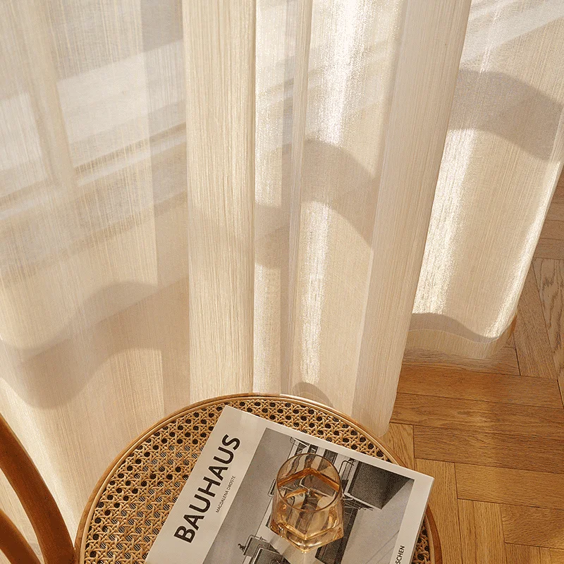 Custom Size-Sparkling French Style Tulle Curtains for Living Room, Bright Streamer, Voile Sheer Curtain Drapes