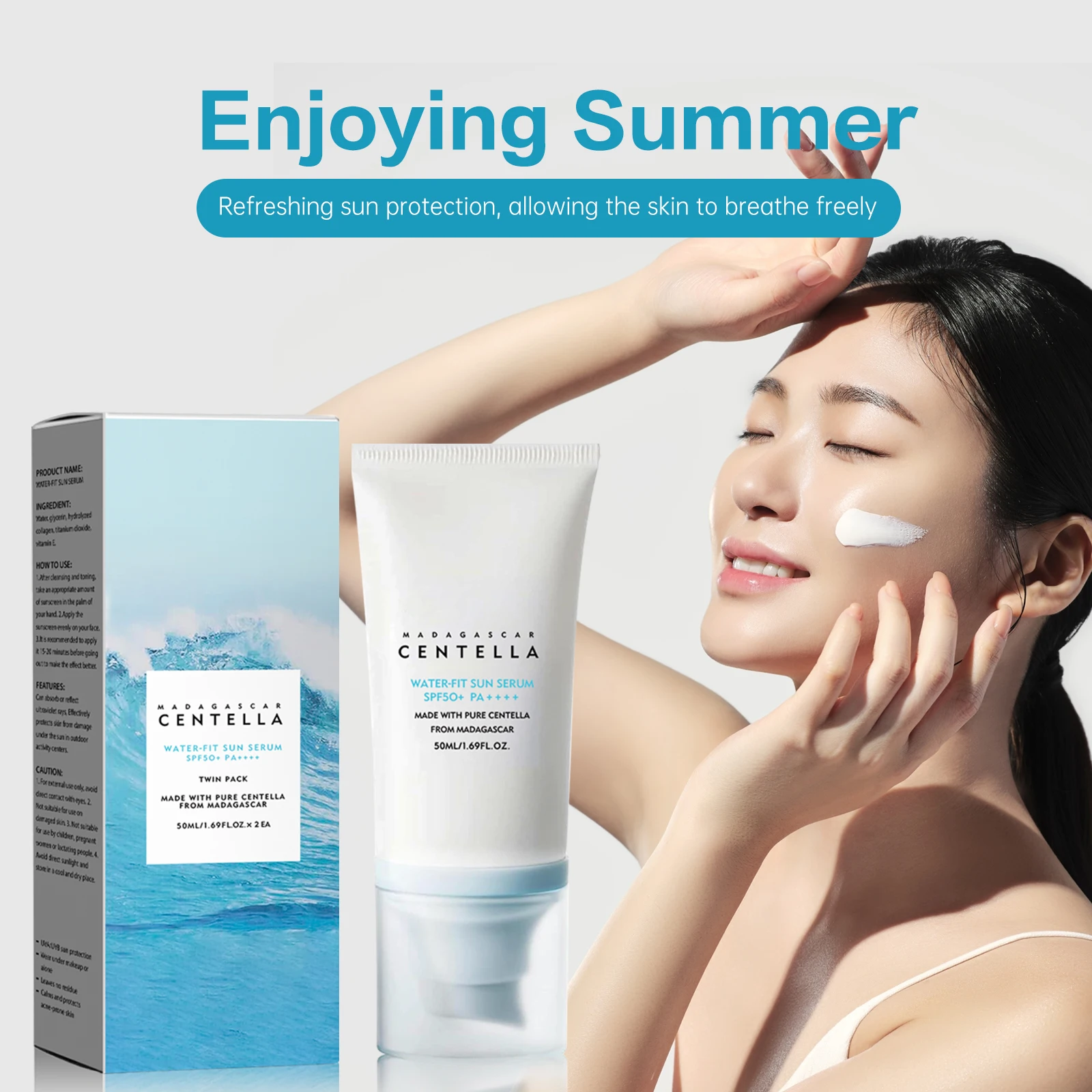 

Sunscreen Cream Hyaluronic Acid Strong UV Protection Water-based Sunscreen Spf50+ Sun Protection Moisturizing Skin Care