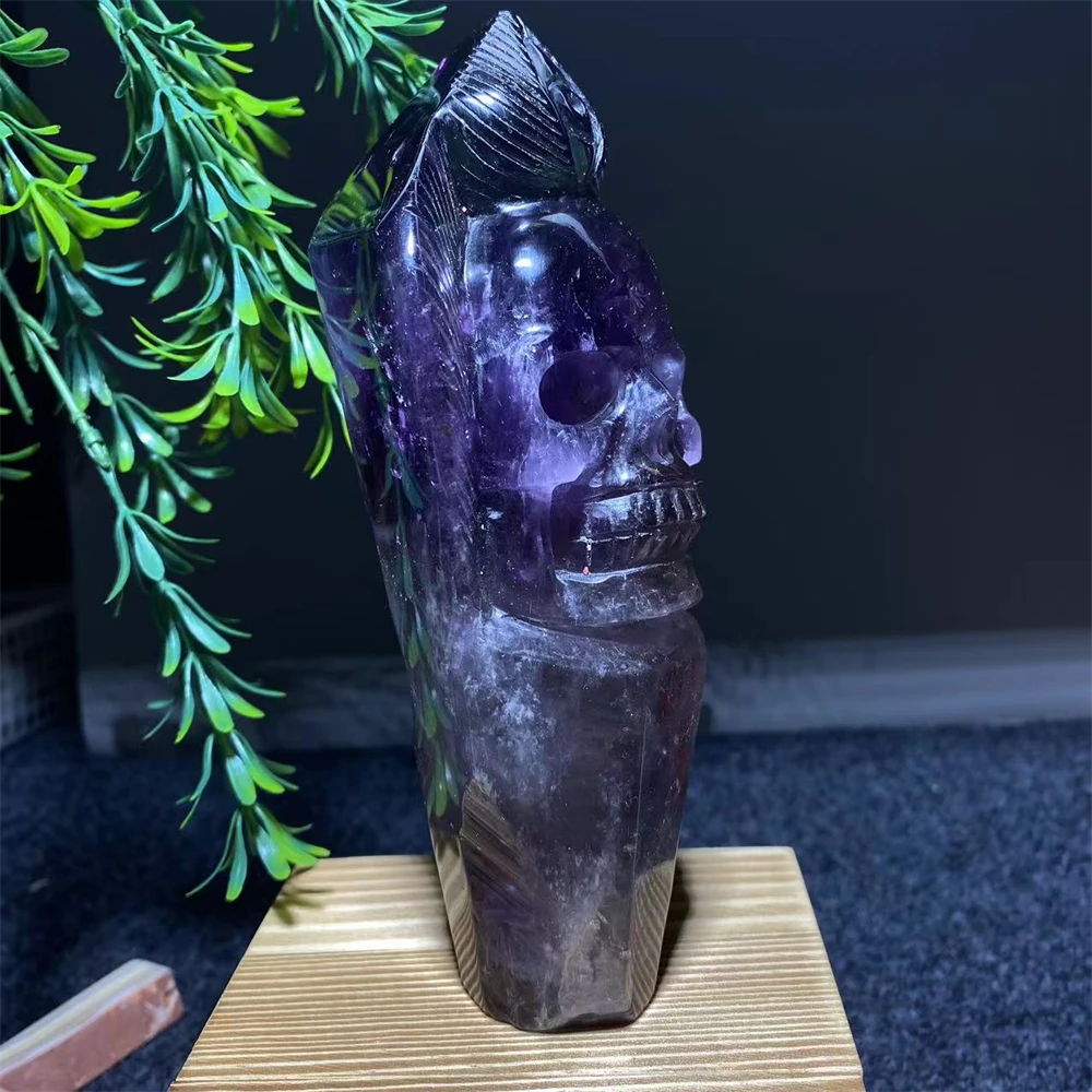 Natural Stone Amethyst Crystal Skull  Carving Gemstones Minerals Stone Quartz Spiritual Reiki Specimen Ornaments Home Decoration