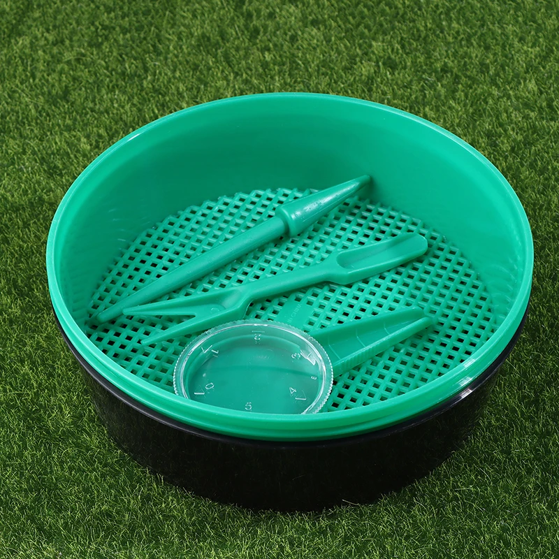 Filtro de tamiz de suelo de plástico, tamiz de suciedad de suelo redondo de malla para filtración de tamizado de piedra de suelo, herramientas para vivero de plantas y flores de jardín